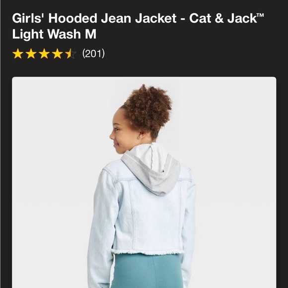 Cat & Jack, Girls Hooded Jean Jacket - Picture 5 of 5